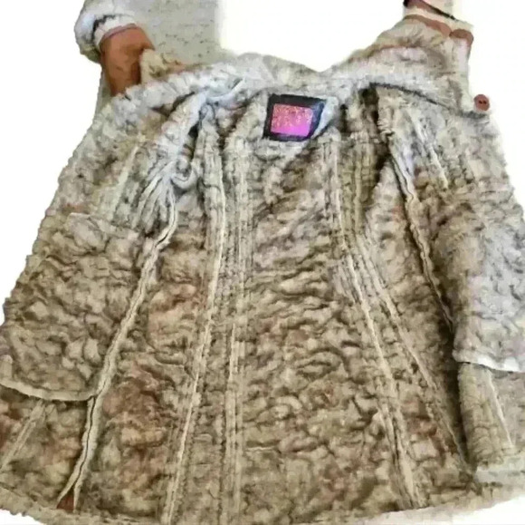 Miss Sixty Womens Suede Vintage 70s Penny Lane Bohemian Faux Fur Trim Coat XS - Picture 7 of 16